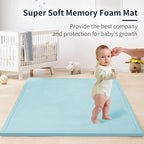 ACOMOPACK Baby Play Mat for Floor 1.3" Thick Memory Foam Play Mat 79"×118" Tummy Time Crawling with Non-Slip Bottom for Living Room,Nursery,Soft Velvet Playpen Mats for Kids,Infants（Light Blue）