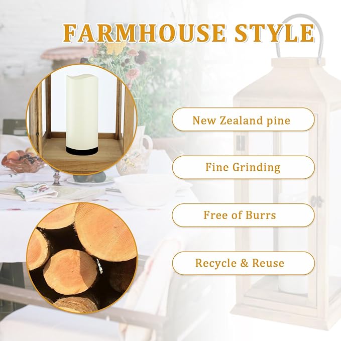 Bdor 2 Pack Lanterns Decorative - IP65 Waterproof Lanterns Decorative with Flameless Pillar Candles, Decorative Lanterns for Home Decor, Indoor Outdoor, Front Porch, Garden, Farmhouse Weddings Style