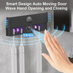 Electric Toothbrush Holder and Cleaner Auto Cleaning and Drying Toothbrushs in Circle Wall Mounted for Bathroom Accessory Auto Open/Close Cover Rechargeable Home Gadgets