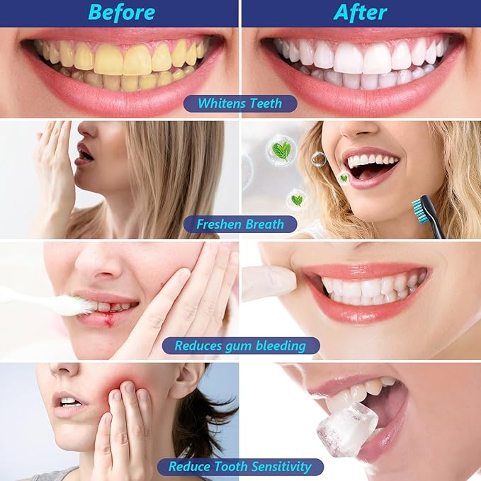 3 Pack Whitening Toothpaste,Fresh Breath Nano Hydroxyapatite Toothpaste for Remineralizing Enamel & Sensitive Relief,Whitening,Antiplaque,Natural Peppermint,Fluoride-Free