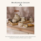 MACKENZIE-CHILDS Enamel Herb Pots, Small Plant Pots for Herbs or Flowers, Set of 3, Brown-and-White Mocha Check