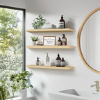 Floating Wall Shelves 3-Pack - 24-Inch Rustic Wooden Shelves for Storage and Décor, Easy Installation for Living Room, Bedroom, and Kitchen
