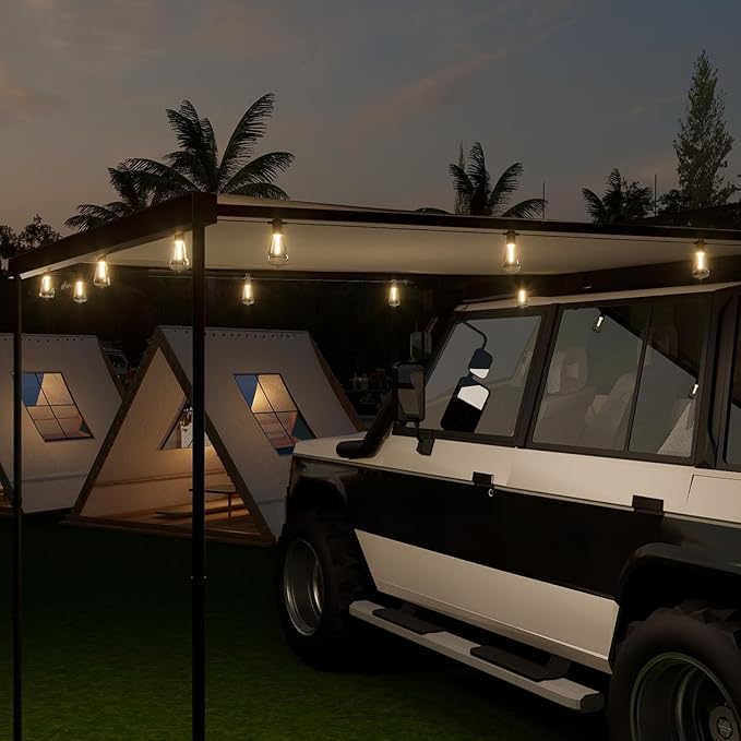 Outdoor String Lights 50 ft, LED Patio Lights with 27 (25+2 Spare ST38 Shatterproof Bulbs), IP 65 Waterproof, Outside Hanging Light for Cafe Bistro Backyard