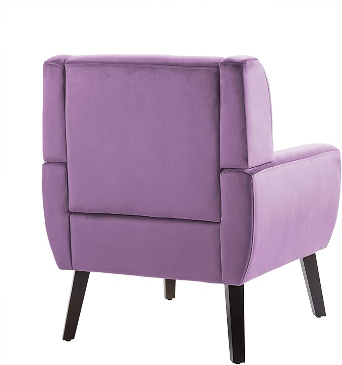 UIXE Accent Chairs Set of 2, Modern Upholstered Arm Chair, Mid-Century Club Armchair Comfy Single Lounge Sofa, Button Tufted Living Room Reading Side Seating for Bedroom Office, Velvet-Purple