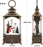 Snowman Snow Globe Lantern Christmas Decorations Gifts Auto Snowfall Glitter Music Collection Snowman Cardinal Birch Forest with 6H Timer USB/Battery Powered 10.2 inch