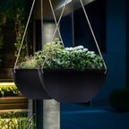 LA JOLIE MUSE Hanging Planters for Outdoor Plants, Large Hanging Planter with Drain Holes, Black Hanging Flower Pots (13.2 Inch, Set of 2)