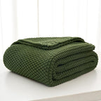 Longhui bedding Chunky Cable Knit Throw Blanket Lightweight Olive Green 100% Organic Cotton Blanket for Sofa Couch Bed Baby Nursery, Rustic Shabby Chic Modern Farmhouse, 60” x 80” Give Laundering Bag