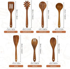 comfoyar Teak Wooden Spoons for Cooking, 7 Pieces Kitchen Cooking Utenails Set with Spatula and Ladle, Heat Resistant Kitchen Cookware for Nonstick Pan