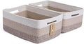 Large Storage Baskets for Shelves, Closet Organizers Bins for Clothes Blanket Towels, Baby Nursery, Toy Baskets Box, Woven Rope Baskets, 17 x 13 x 7.5”, 2 Packs Gradient Brown
