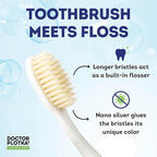 MOUTHWATCHERS Soft Flossing Toothbrushes for Kids, Yellow, Ultra Clean Manual Toothbrush for Sensitive Teeth & Gums, by Dr. Plotka
