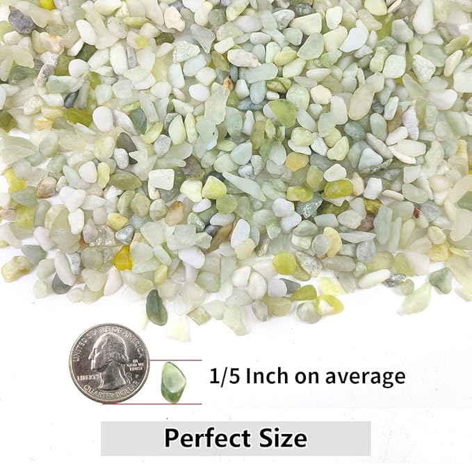 10LB Succulent and Cactus Pebbles, 1/5 Inch Jade Natural Decorative Polished Stones, River Rocks for Plants, Vases and Outdoor Gardening,Green