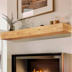 72x8x5 Fireplace Mantel - Handcrafted Rustic Solid Wood Wall Mounted Floating Shelf with Invisible Heavy Duty Wood Bracket (Natural)