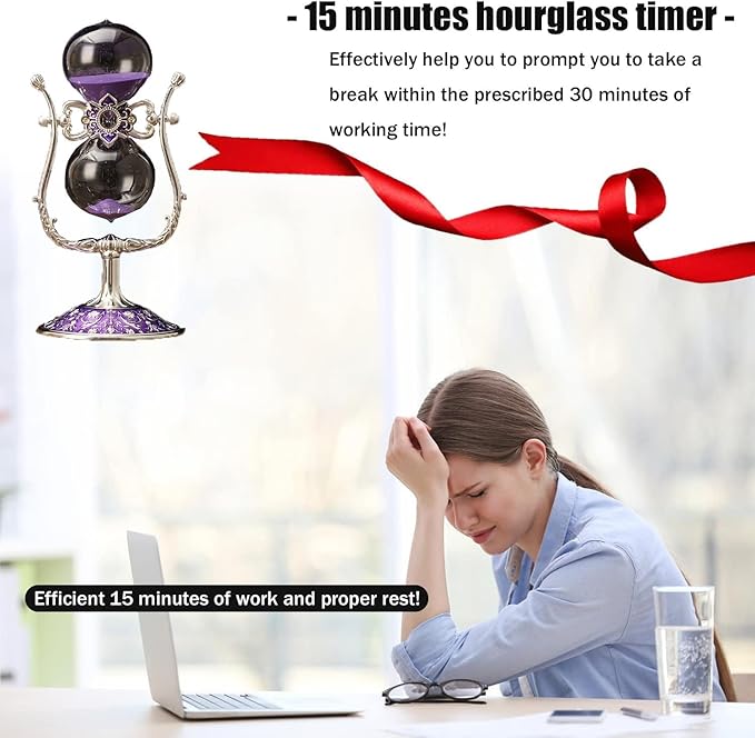 Sanduhr 15 Minuten,Metal Vintage Hourglass,Hour Glass,Hourglass Decor,for Home Decoration Office Desk Wedding Party Decor Kitchen Timer (Violetter Sand)