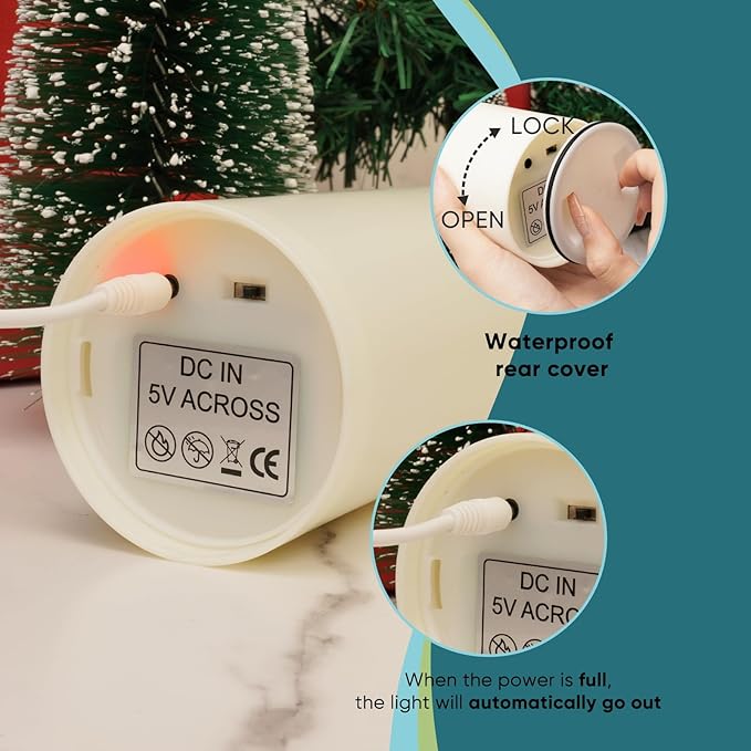 Homemory Rechargeable Flameless Candles, LED Candles, Battery Operated Candles with Remote and Timers, Outdoor Waterproof, Long Lasting, Set of 3