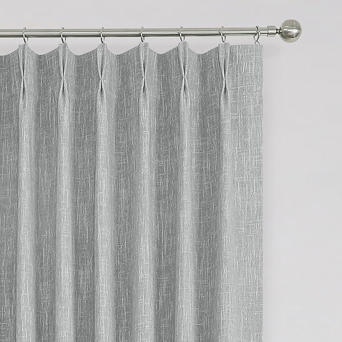 Vision Home Silver Grey Pinch Pleated Full Blackout Curtains Room Darkening Window Curtains 84 inch for Living Room Bedroom Thermal Insulated Pinch Pleat Drapes with Hooks Back Tab 2 Panel 40" Wx84 L