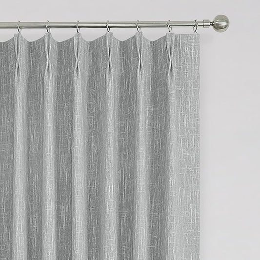 Vision Home Silver Gray Pinch Pleated Full Blackout Curtains Room Darkening Window Curtains 63 inch for Living Room Bedroom Thermal Insulated Pinch Pleat Drapes with Hooks Back Tab 2 Panel 40" Wx63 L