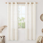 LAMIT Natural Doorway Linen Curtains 80 inch Length 2 Panels, Cream Light Filtering Semi Sheer Panels Bronze Grommet Neutral Drapes for Living Room/Bedroom, 34 x 80 Inch