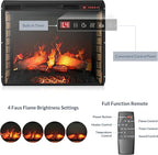 BELLEZE 28" Electric Fireplace, 1500 W 5000 BTU Space Heater with Adjustable Timer, Realistic Wood Log & Crackling Sound, Indoor Fireplace for TV Stand Mantel, Bedroom, Living Room