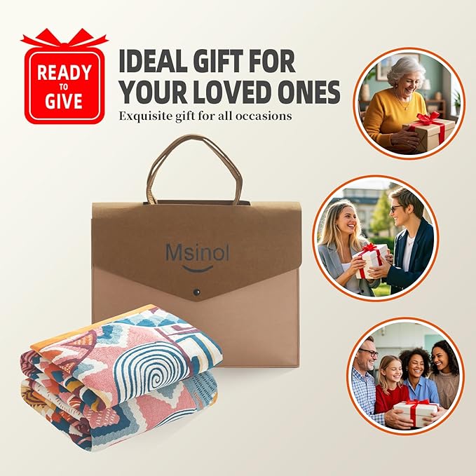 Vintage Throw Blanket Pure Cotton Soft Cozy Breathable Blanket for Couch Reversible Floral Printed Outdoor Throw Blanket Home Decor (60"x80",03-Colorful Art)