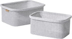 La Jolie Maison Blended Fabric Storage Baskets Set of 2, Rectangle Knitted Baskets for Organizing, Boho Decorative Baskets, Durable Finish, Grey