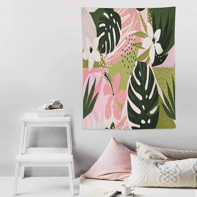 ICMOLYYENLO Tropical Green Plant Tapestry, Green Palm Leaves Natural Landscape Print Wall Tapestry for Bedroom Living Room Dormitory 30x40 Inch