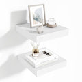 Fun Memories Floating Shelves for Wall 10 Inch, 10 Inch Deep Square Wall Shelves, Bathroom Storage Shelves Over Toilet, Wood Floating Shelves for Living Room Bedroom, White, Set of 2