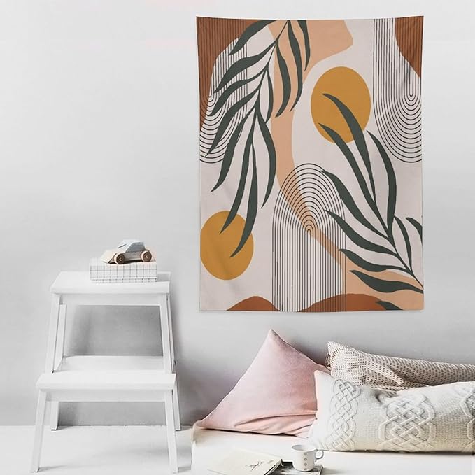 ICMOLYYENLO Boho Plant Aesthetic Tapestry, Abstract Medieval Arch Sun Home Aesthetic Wall Hanging For Bedroom Living Room Dormitory Tapestry 50x60 Inches