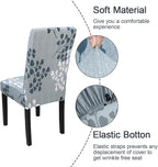 JQinHome Pattern Chair Covers for Dining Room Set of 4, High Stretch Removable Washable Parsons Chair Slipcover for Home Party Hotel Wedding Ceremony (Flower,4PCS)
