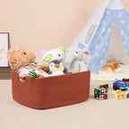 Large Storage Baskets for Shelves, Closet Organizers Bins for Clothes Blanket Towels, Baby Nursery, Toy Baskets Box, Woven Rope Baskets, 17 x 13 x 7.5”, 3 Packs Oxide Red