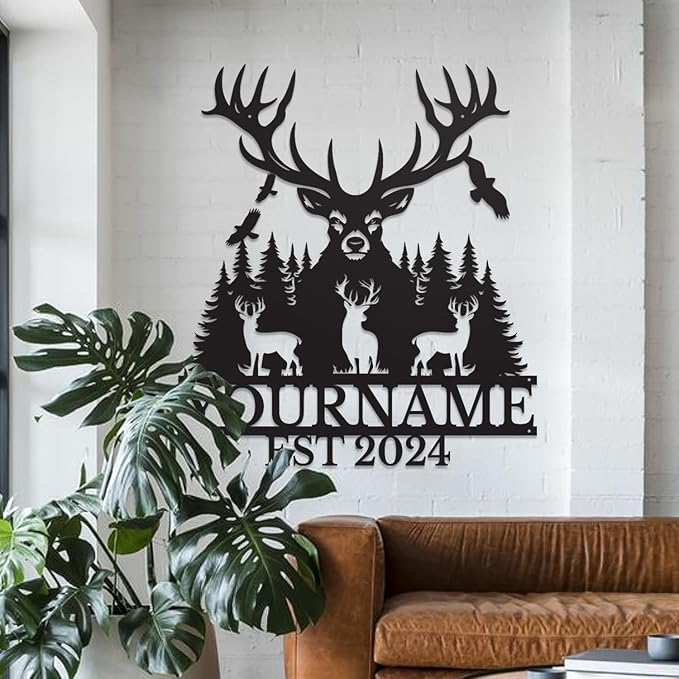 Personalized Metal Signs: Custom Shed Wall Decor, Black Deer Wall Art, Home Signs Plaques, Outdoor Decorative Signage (Style A)