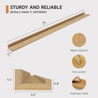 Picture Ledge Shelf for Wall, Floating Shelves Set of 4, 48 Inch Long Nursery Book Shelves for Toys Storage, Kids Bookshelf Wall Mounted for Books Photo Frames, Oak