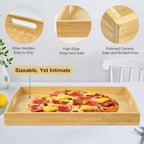 Bamboo Serving Tray Set of 2 Elegant for Coffee, Eating or Decor - Large and Small Rectangle Serving Trays with Handles - Wood Serving Tray Suitable for Home, Kitchen and Outdoor