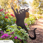 RealSteel I 3 Pack Steel Cat Garden Decor I Outdoor Yard Decorations I Gift for Cat Lovers I Lawn Ornaments and Statues I Garden Signs Decorative Outdoor - Black