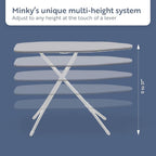 Minky Homecare Classic 4-Leg Ironing Board with Iron Rest - Freestanding Full Size Iron Board for Clothes Pressing with 43" x 14" Surface - Grey Honeycomb