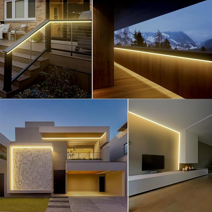 GZBtech Flexible LED Neon Rope Lights 132FT,AC 110-120V Waterproof Strip Light, 120 LEDs/M Cuttable Connectable Neon Lighting for Indoor Outdoor Home Decor/Commercial Building Use-Warm White 40M