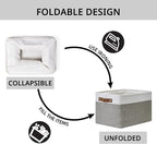 DULLEMELO Fabric Baskets for Storage, Office, Home,Nursery,Organizing Baskets for Shelves, Bedroom, Toys,Gift,Fabric Storage Basket with Handles(White&Grey,15"x11"x9.5",4-Pack)