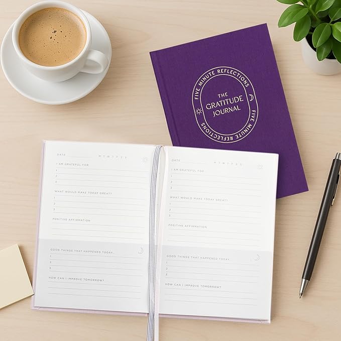 And Per Se Gratitude Journal – Five Minutes a Day to Cultivate Mindfulness, Happiness, Positive Vibes, Affirmations & Self-Reflection – Undated Daily Gratitude Journal for Women & Men (Purple)