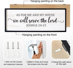 As For Me And My House We Will Serve The Lord Framed Wall Art, 40''×15'' Vintage Positive Religious Rustic Bible Verse for Christian God Jesus Christ Prayer, Horizontal Holy Catholic Scripture Decor