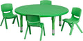 EMMA + OLIVER 45" Round Green Plastic Adjustable Activity Table Set-4 Chairs