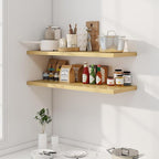 40" Floating Shelves for Wall, 12" Deep Slim Oak Floating Shelves, Wall-Mounted Shelves for Bedroom, Living Room, Kitchen, Bathroom - Set of 2
