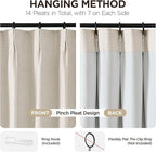 Joydeco Pinch Pleated Linen Curtains for Living Room, 100% Blackout Darkening Curtains 72 inches Length 2 Panel Thermal Insulated Pinch Pleat Drapes(Ecru,40'' Wx72'' L)