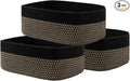 KALLAX Small Woven Basket, 13.5 x 9.5 x 5 Inches, Storage Basket for Organizing, Cute Small Rope Shelf Closet Cube Storage Bins Baskets for Shelves, Dog Toy Gift Baskets Empty, 3 Pack Black & Brown