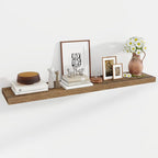 55 Inch Floating Shelves, 12 Inch Deep Floating Shelves for Wall, Floating Shelf with Invisible Brackets, Deep Shelves for Bathroom, Bedroom, Living Room, 1 Pack, Brown