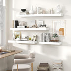 Heimlove 48" White Floating Shelves for Wall,10 Deep Rustic Wood Display & Storage Wall Shelves with Heavy Duty Brackets for Bathroom,Bedroom,Kitchen,Living Room,Office