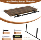 12 Inch Deep Floating Shelves for Wall 1 Pack Floating Shelves Large Storage Space Wall Mount Shelf for Living Room Kitchen Bathroom 36" W x 12" D x 1.2" H Rustic Brown