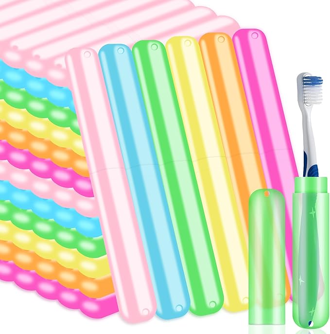 SIKEMAY 100 PCS Toothbrush Holder Bulk, Toothbrush Case Cover, Portable Plastic Dust Proof Breathable, Holder for Travel, Bathroom, Indoor, Outdoor, Trip, Camping, School