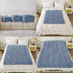 WESHIONGOO Chunky Knit Blanket Throw 50"×60" Knitted Throw Blankets for Couch Bed Fluffy Soft Blanket with Jumbo Chenille Yarn Thick 100% Handmade(Dusty Blue)