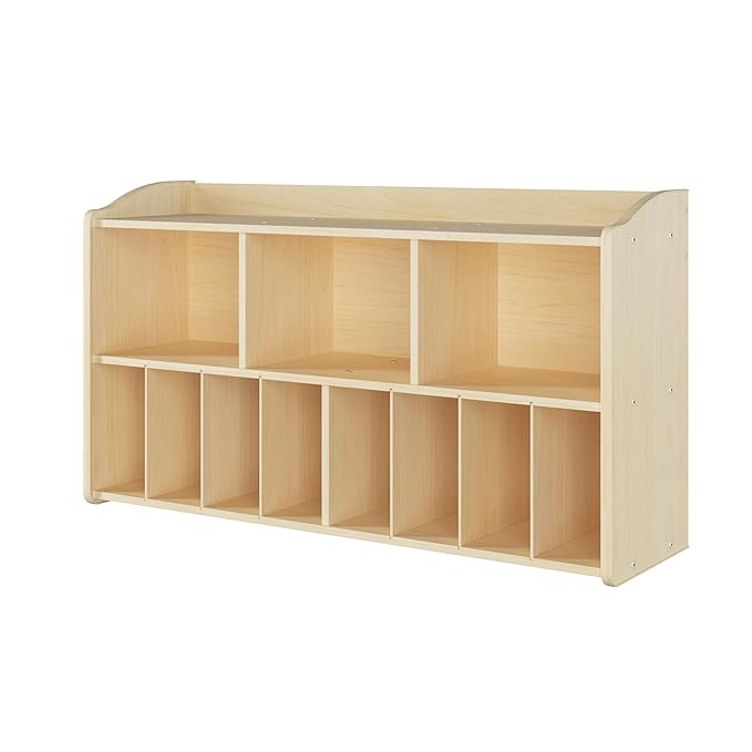 Foundations Wall-Mounted Diaper Organizer for Daycares, 3 Large & 8 Small Storage Compartments, Wood Construction, Maximum Durability