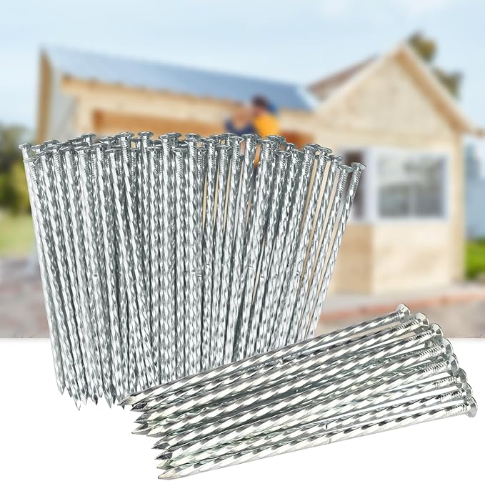60 PCS 8 Inch Spiral Metal Galvanized Landscape Spikes, Galvanized Non-Rust Metal Garden Stakes, Garden Nails for Artificial Turf, Weed Barrier, Tent, Carpentry and More, by GENHAKON.