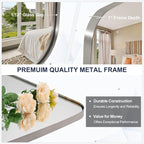 ANDY STAR Brushed Nickel Bathroom Mirror, 30x36’’ Oblong Mirror with Stainless Steel Metal Frame, Silver Oval Vanity Mirror for Over Sink, Modern Anti Rust Wall Mounted